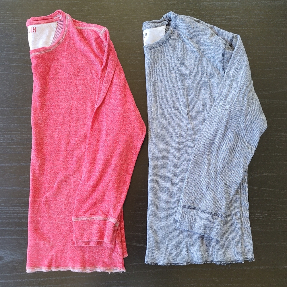 Reclaimed Vintage Red and Gray Long Sleeve Tees